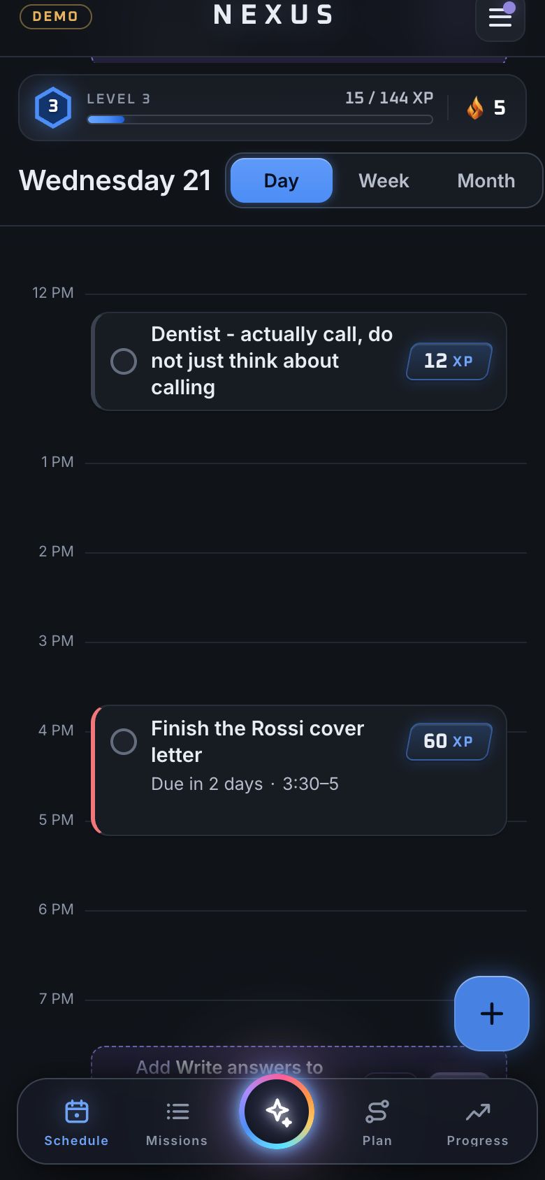 Nexus: A day that plans itself