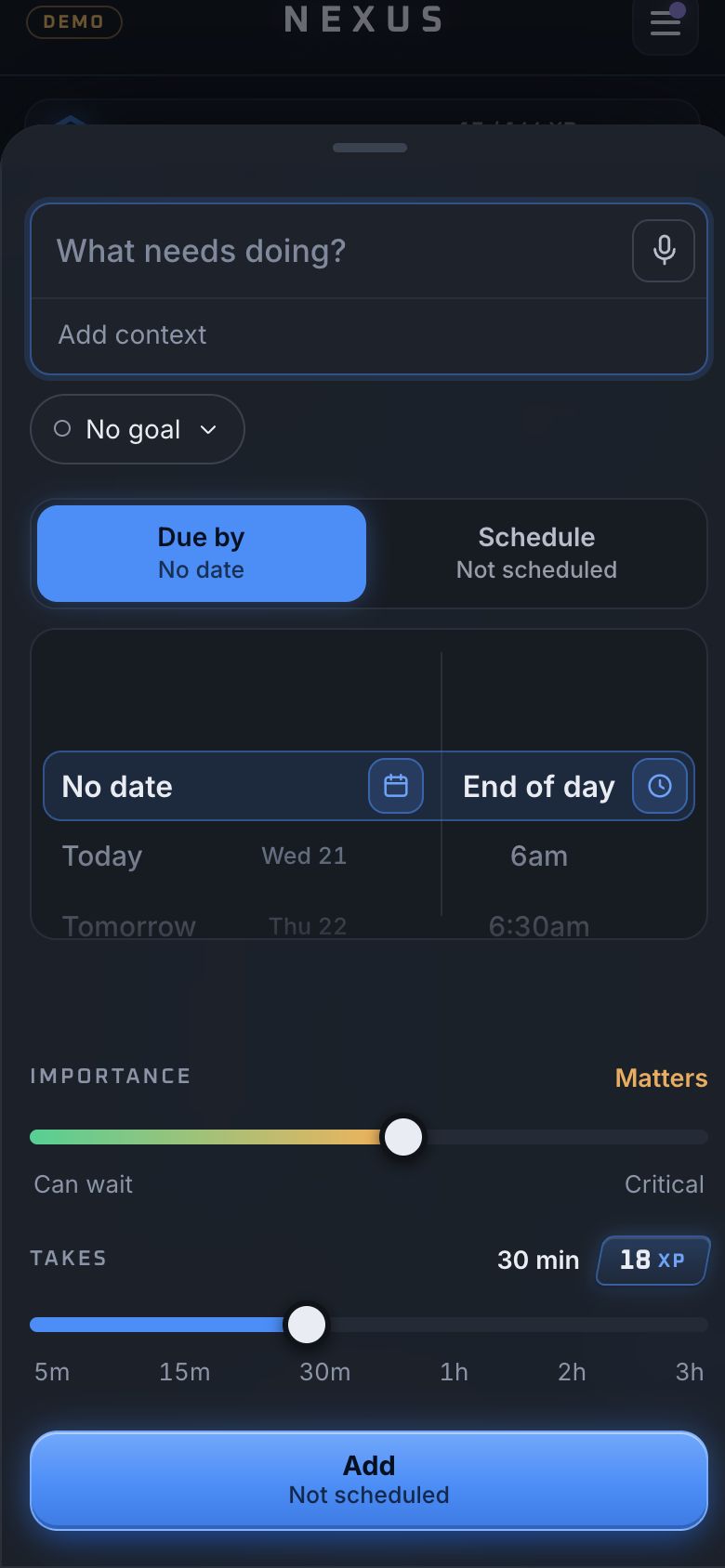 Nexus: Add a mission in seconds