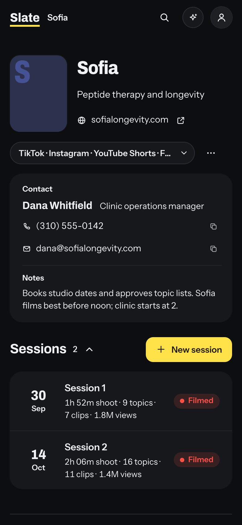 Slate: One room per client