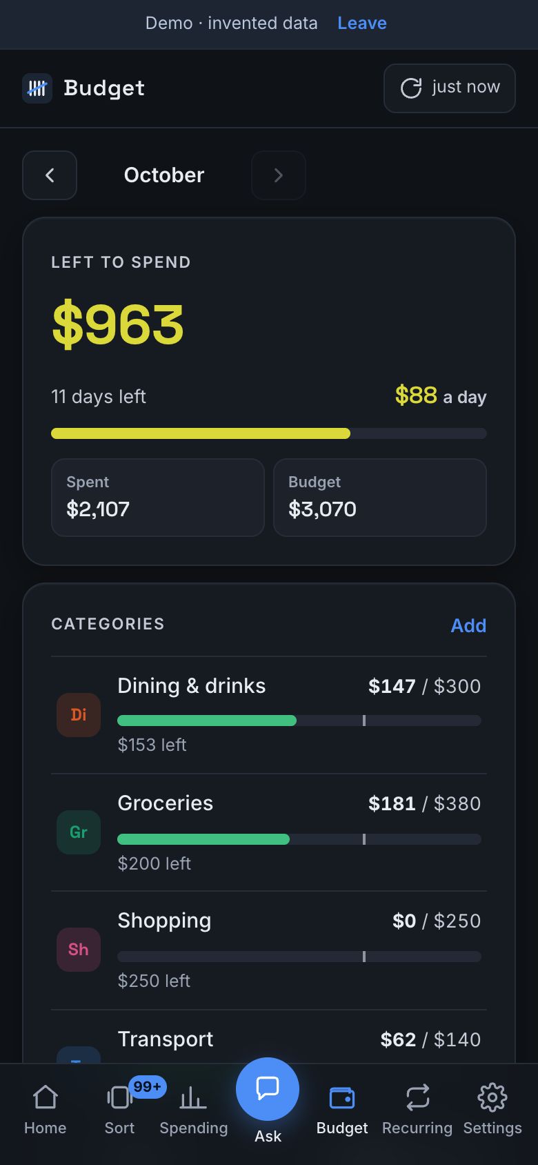 Tally: A budget that reads your pace